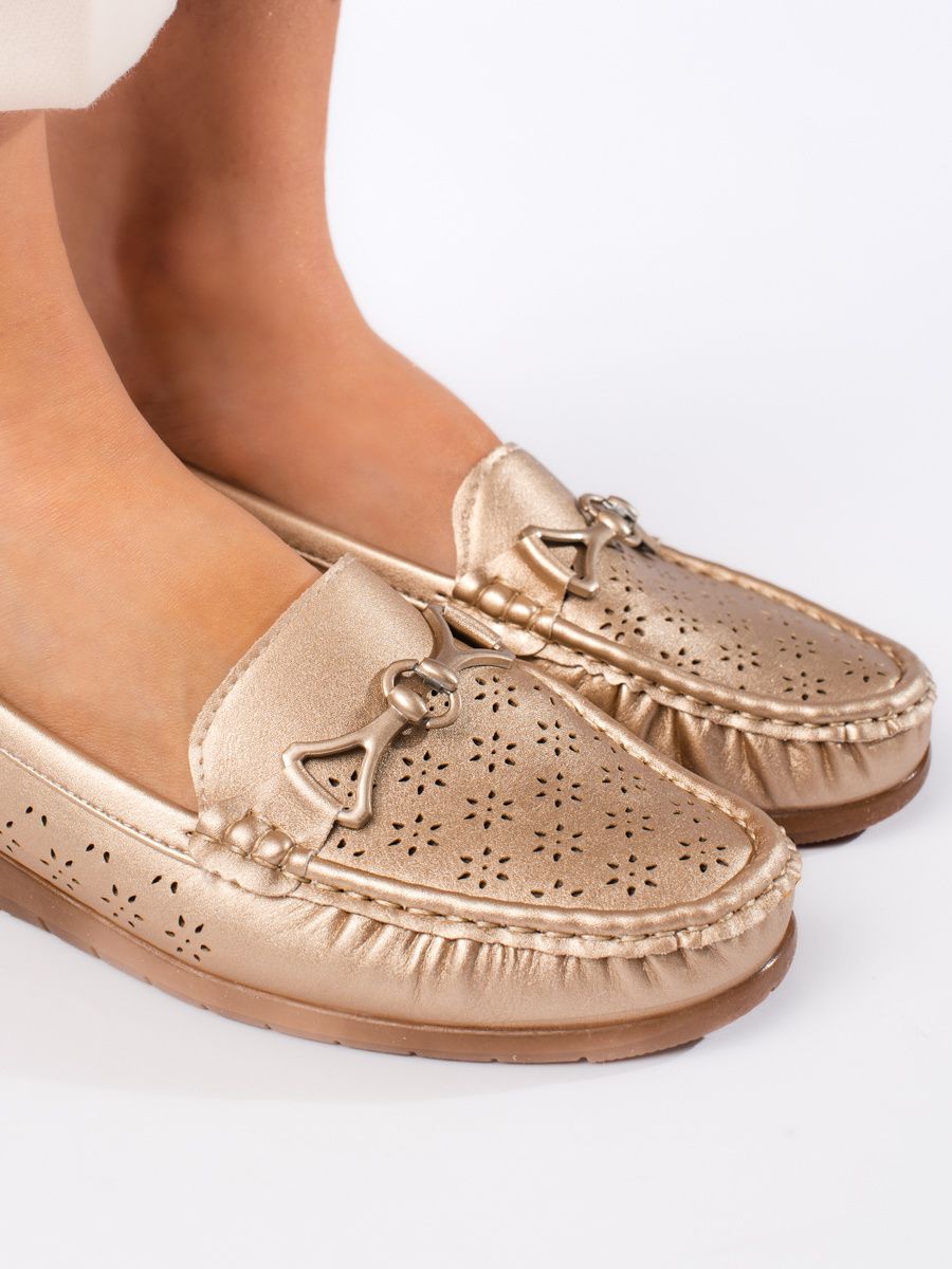 Goldene Damen Mokassins