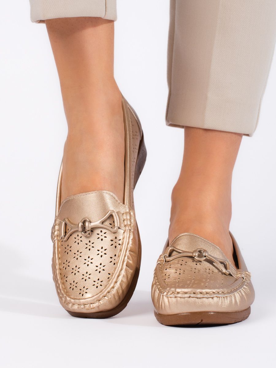 Goldene Damen Mokassins