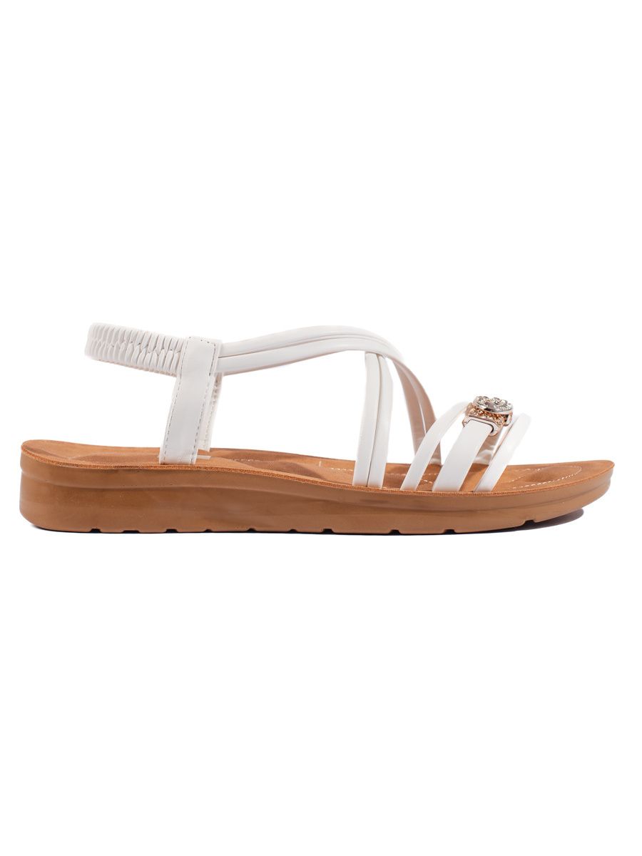 Weiße Damen Sandalen mit dicker Sohle