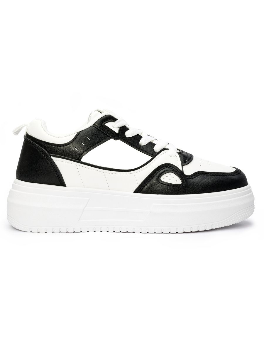 Schwarz-weiße Damen-Sneaker mit Plateau