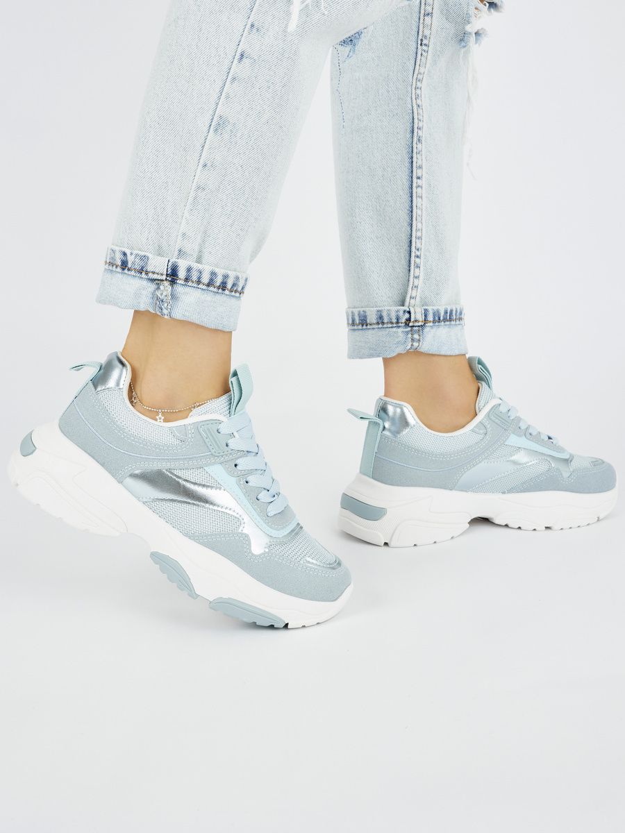 Blaue Damen-Sneaker mit dicker Sohle