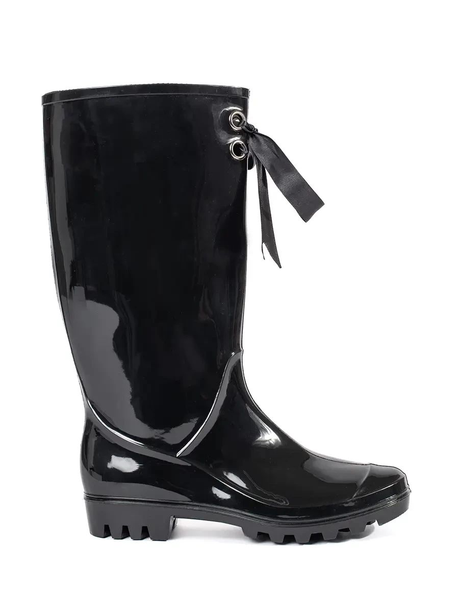 Schwarze lackierte hohe Damen-Gummistiefel