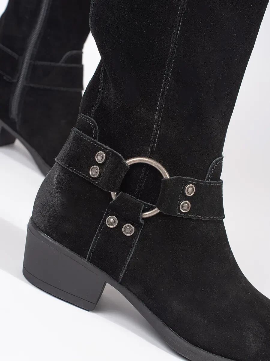 Schwarze Leder-Cowboy-Stiefel Sergio Leone