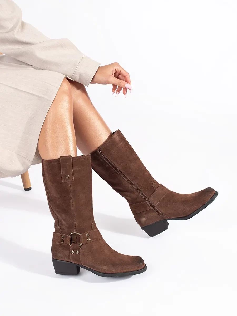 Braune Leder Stiefeletten Sergio Leone