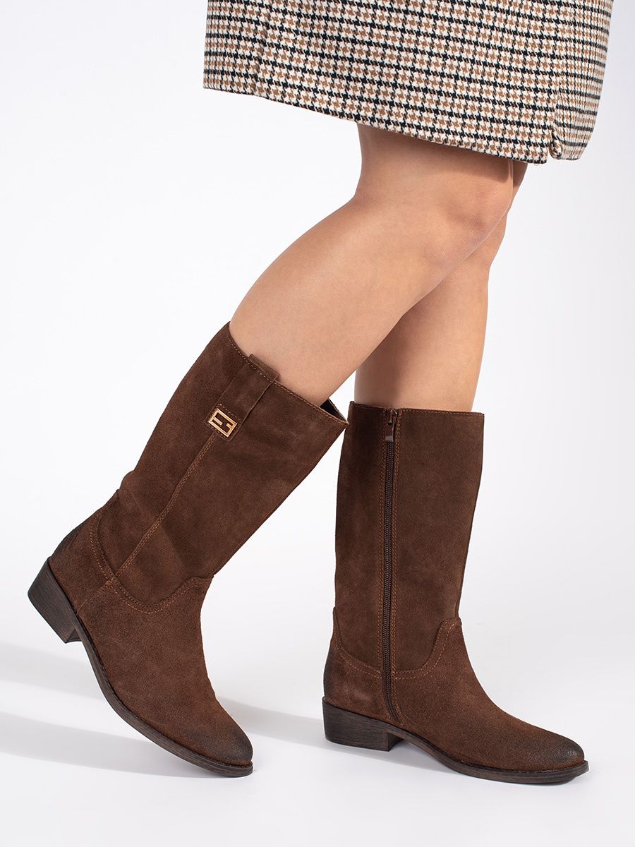 Braune Damen-Lederstiefel im Cowboy-Stil mit Absatz von Sergio Leone