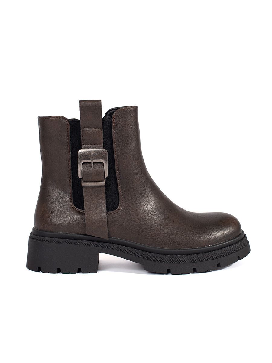 Braune Damen Stiefeletten mit Schnalle