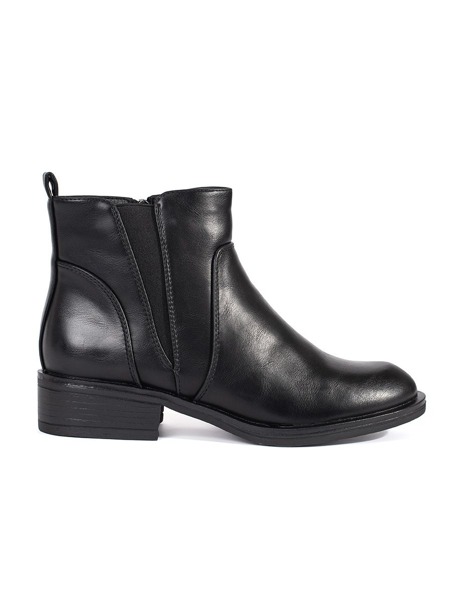 Schwarze Damen Stiefeletten mit niedrigem Absatz
