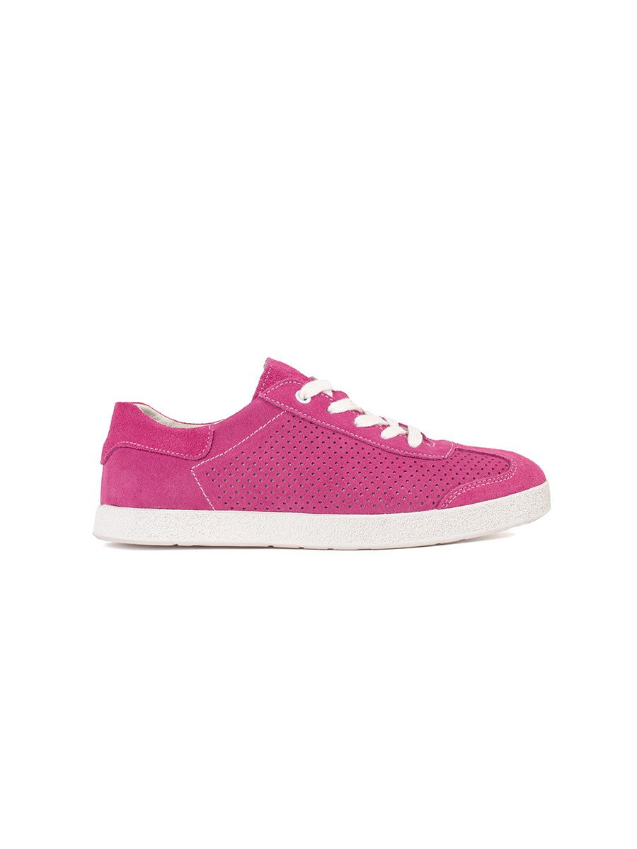 Rosa durchbrochene Sneakers aus echtem Leder
