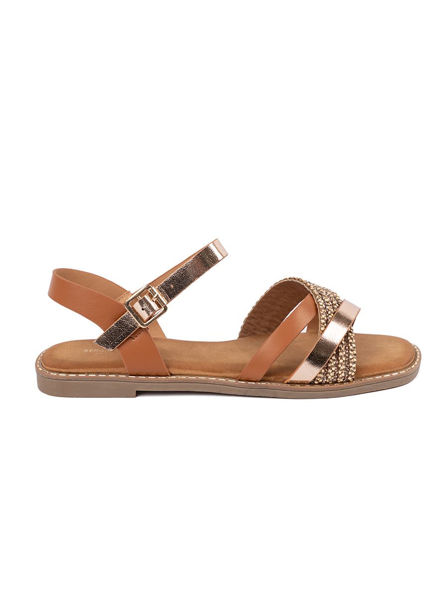 Braune Damen Sandalen mit flachem Absatz von Sergio Leone