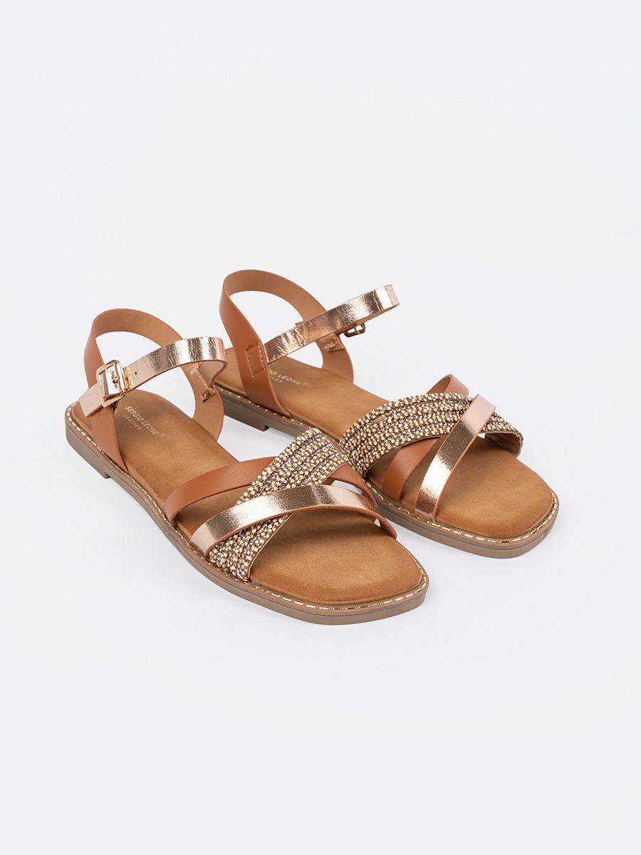 Braune Damen Sandalen mit flachem Absatz von Sergio Leone