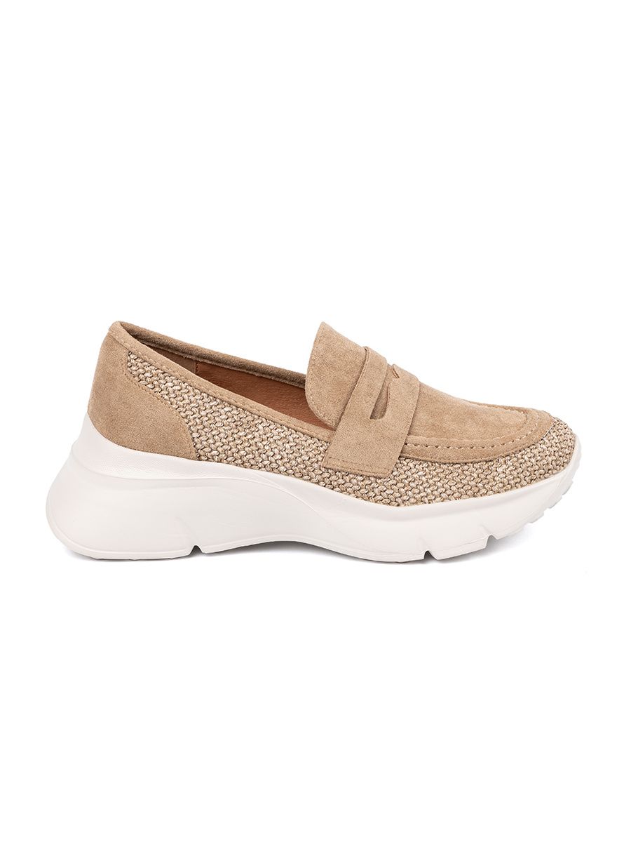 Beige Halbschuhe mit dicker Sohle
