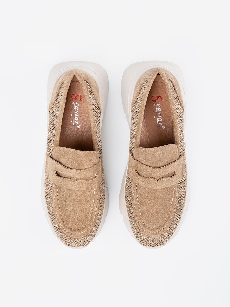 Beige Halbschuhe mit dicker Sohle
