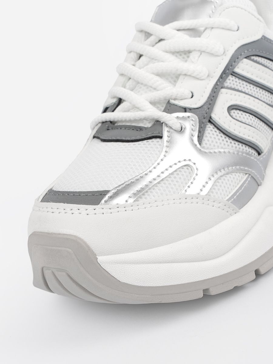 Weiße Damen Sneakers mit silbernen Akzenten