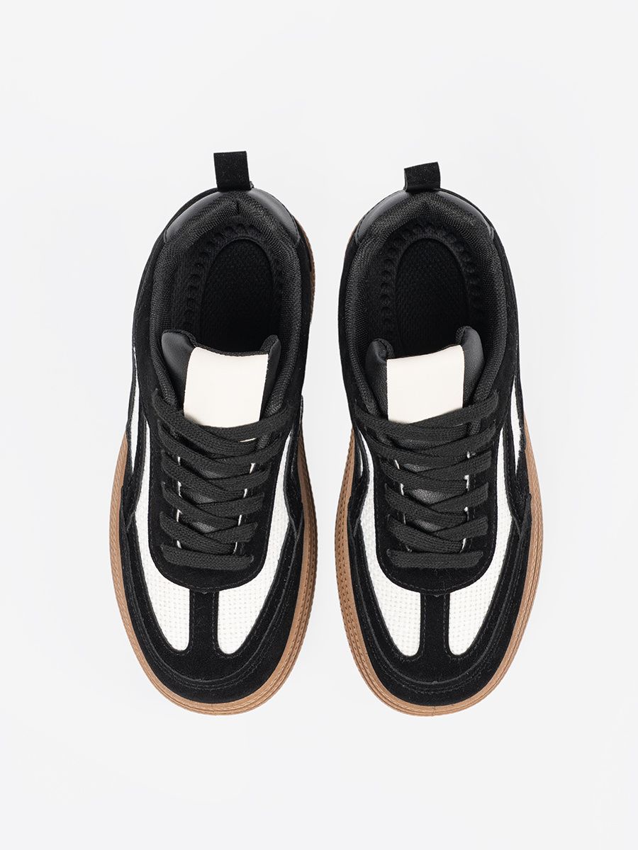 Schwarze Damen Sneakers mit weißen Akzenten