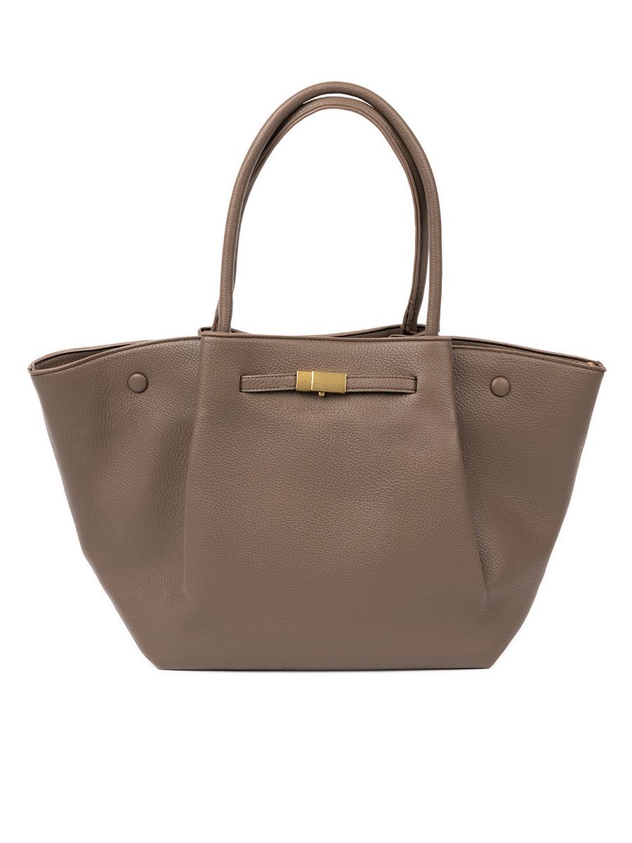 Beige Shopper Tasche mit Reißverschluss
