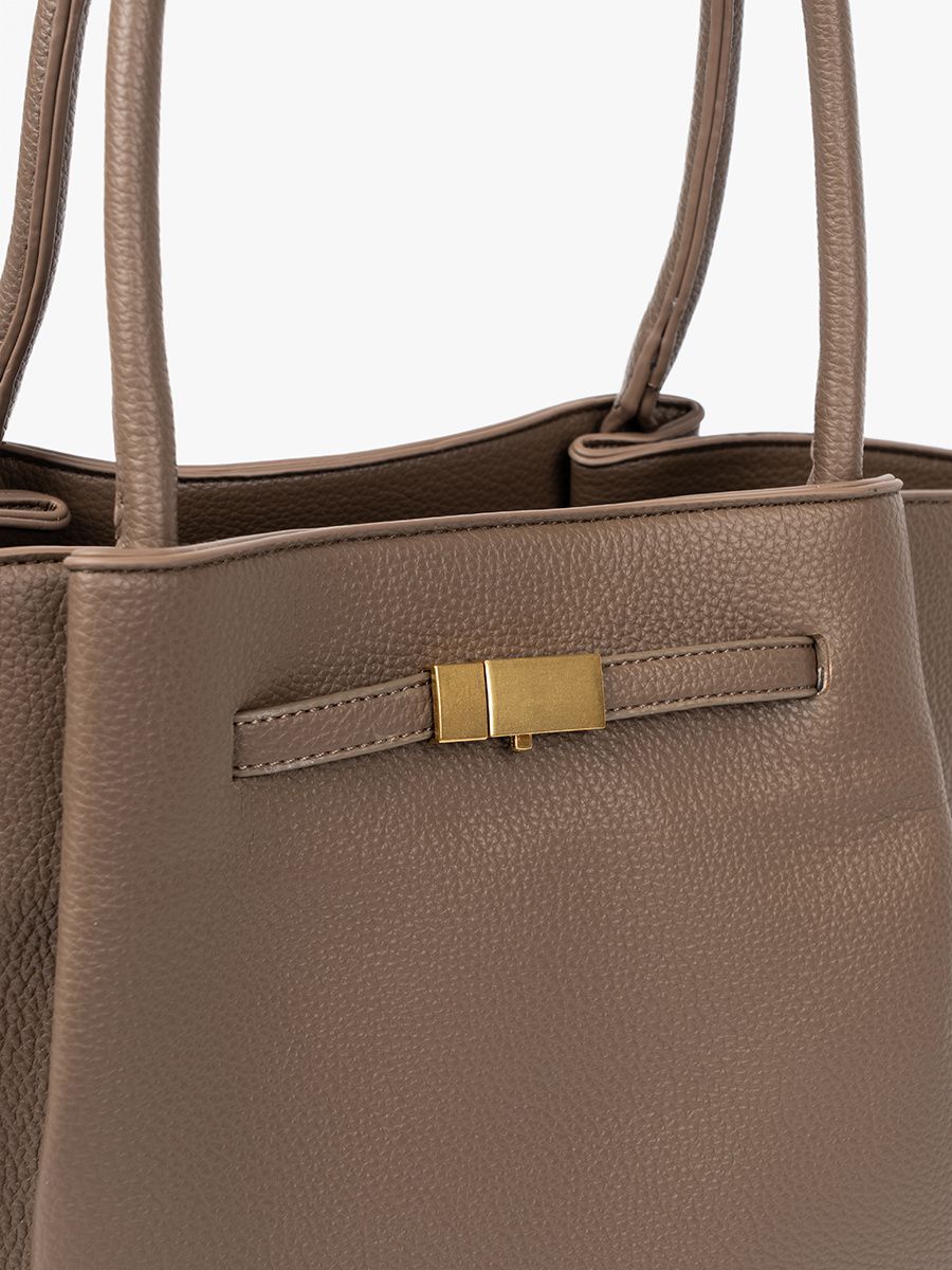 Beige Shopper Tasche mit Reißverschluss
