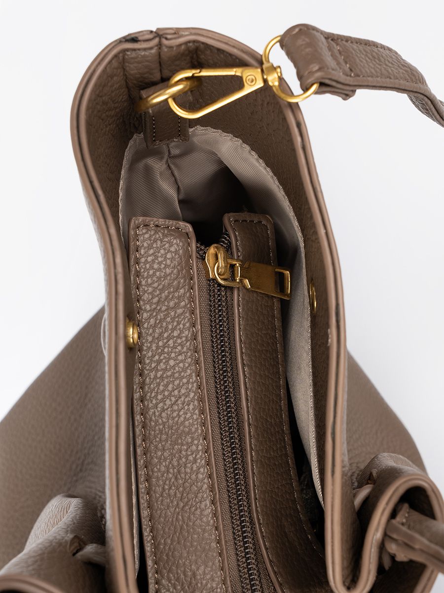 Beige Shopper Tasche mit Reißverschluss