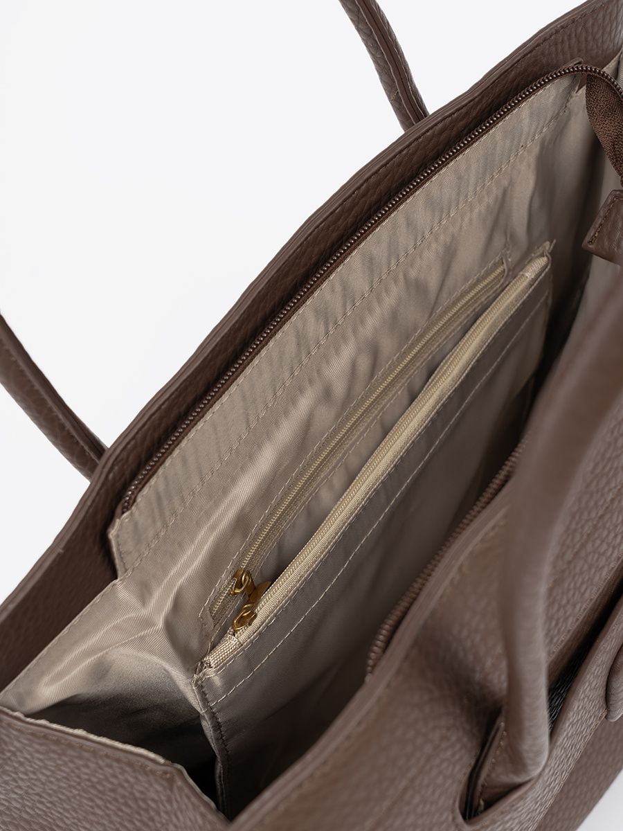 Braune Shopper-Tasche aus strukturiertem Kunstleder