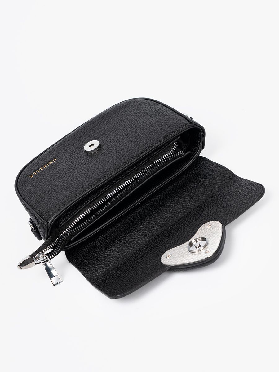Elegante schwarze Handtasche mit dekorativem Verschluss