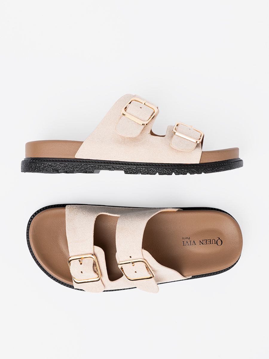 Stilvolle beige Sandalen mit Wildleder-Optik