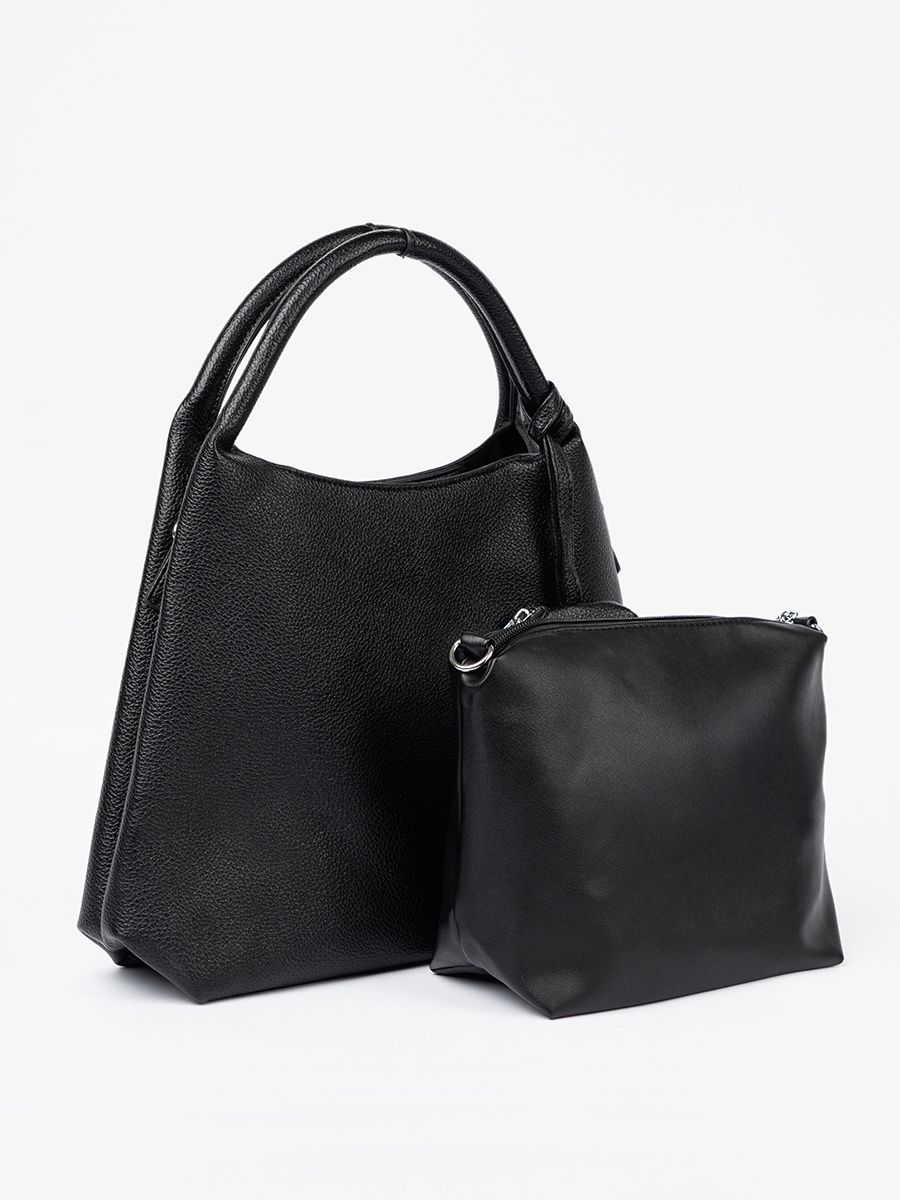 Elegante schwarze Handtasche mit Kosmetiktäschchen