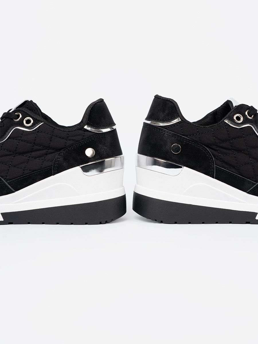 Schwarze Damen Sneakers mit Keilabsatz