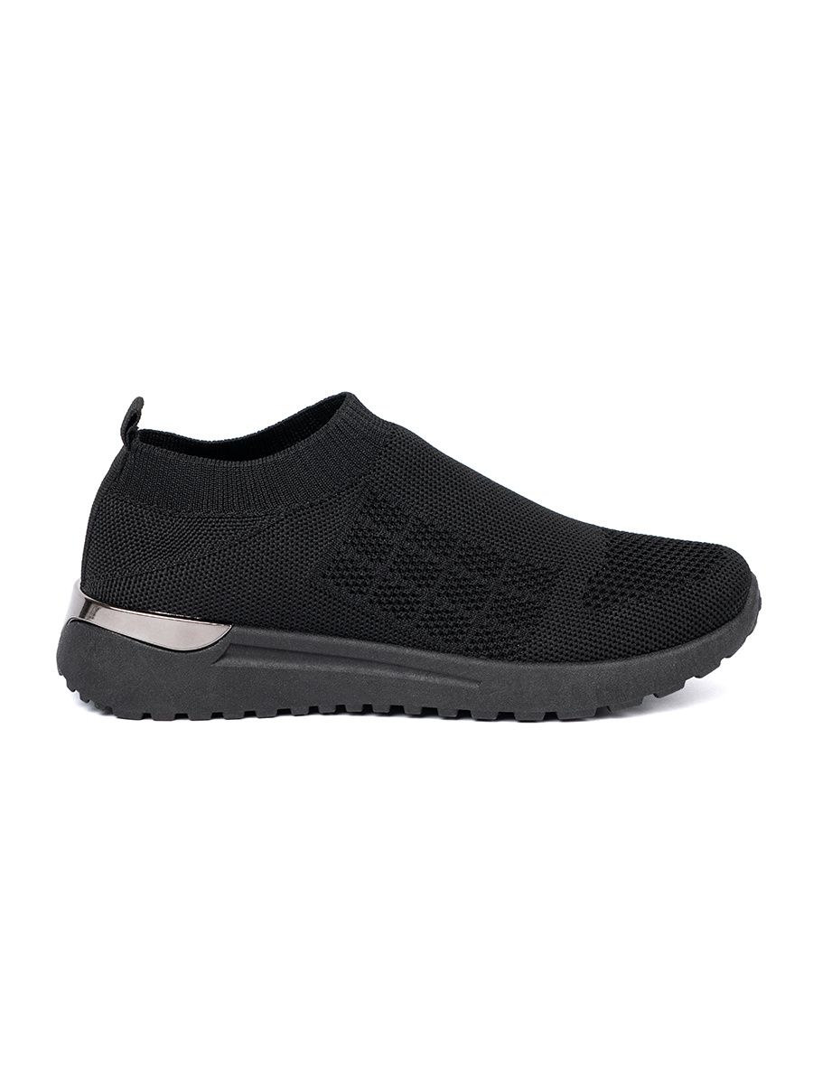 Schwarze sportliche Slip-On Sneakers mit textilem Obermaterial
