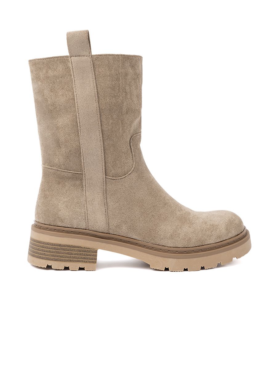 Beige Stiefeletten mit dicker Sohle