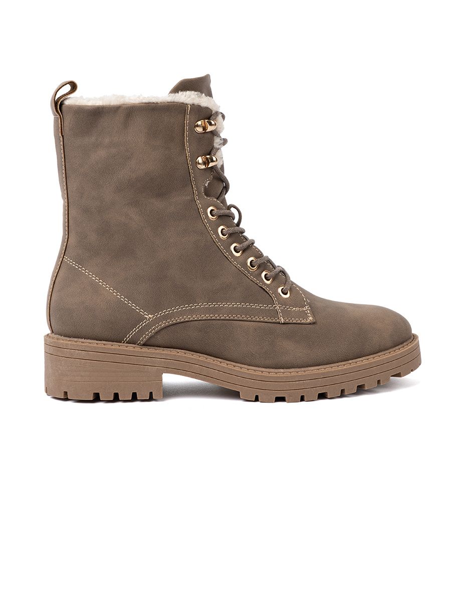 Stylische beige Stiefeletten mit dicker Sohle