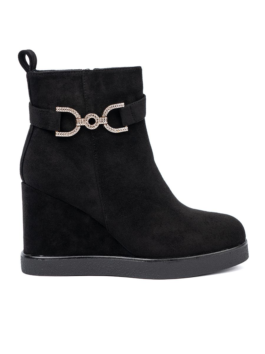 Schwarze Wildleder-Stiefeletten mit eleganter Schnalle