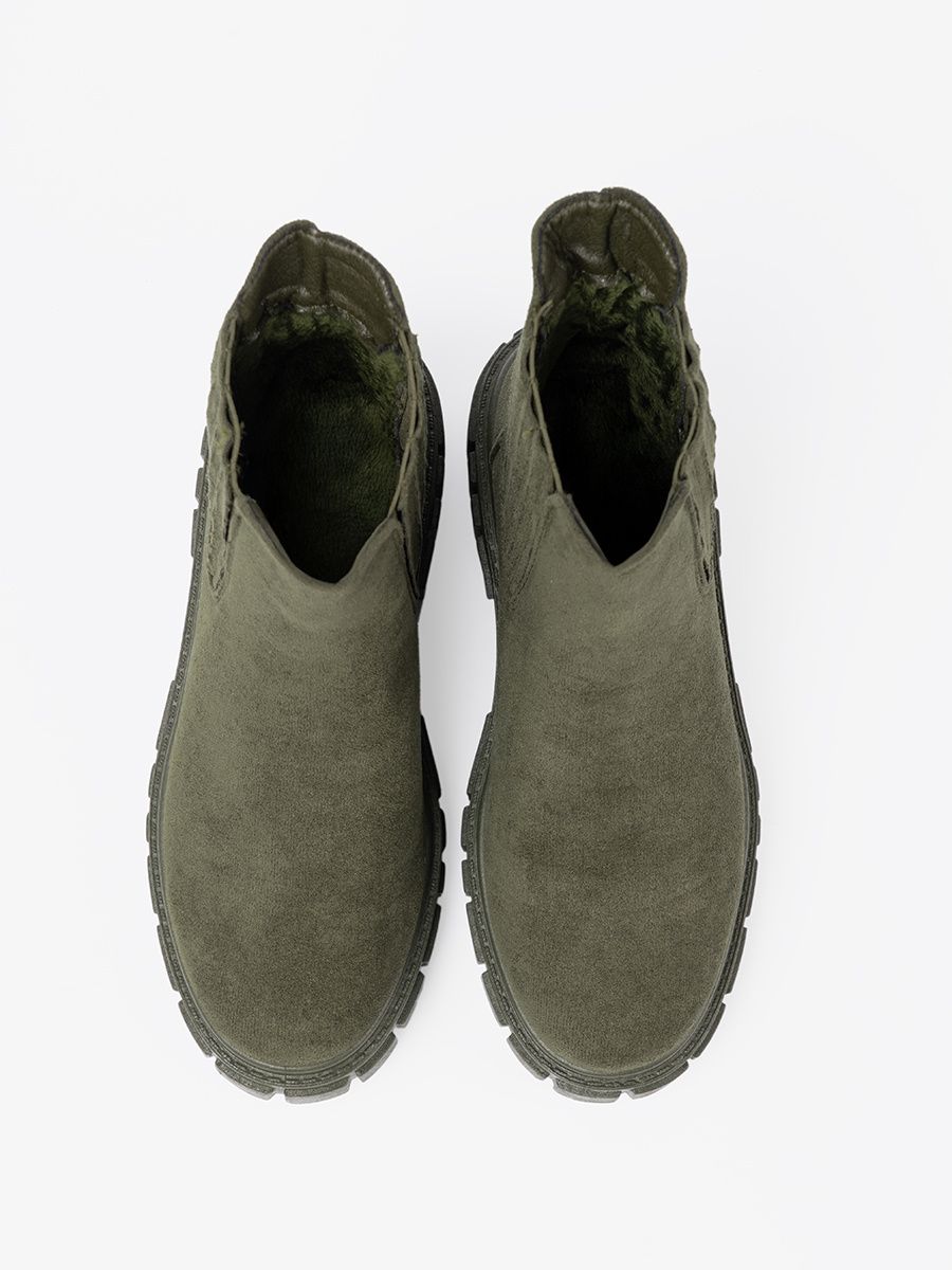 Grüne Stiefeletten mit elastischen Einsätzen