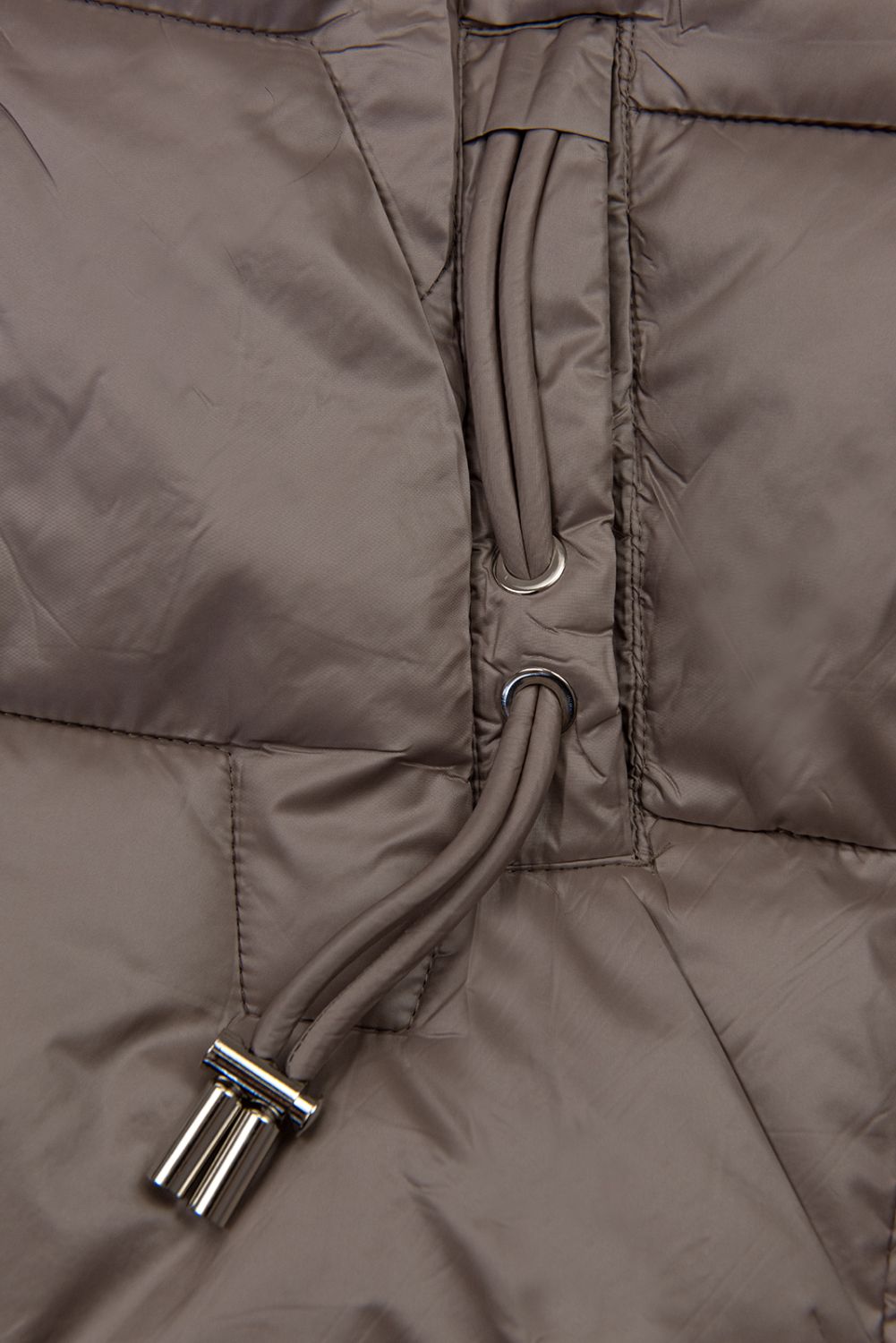 Winterjacke mit Fell, halbglänzend, Dunkelbeige