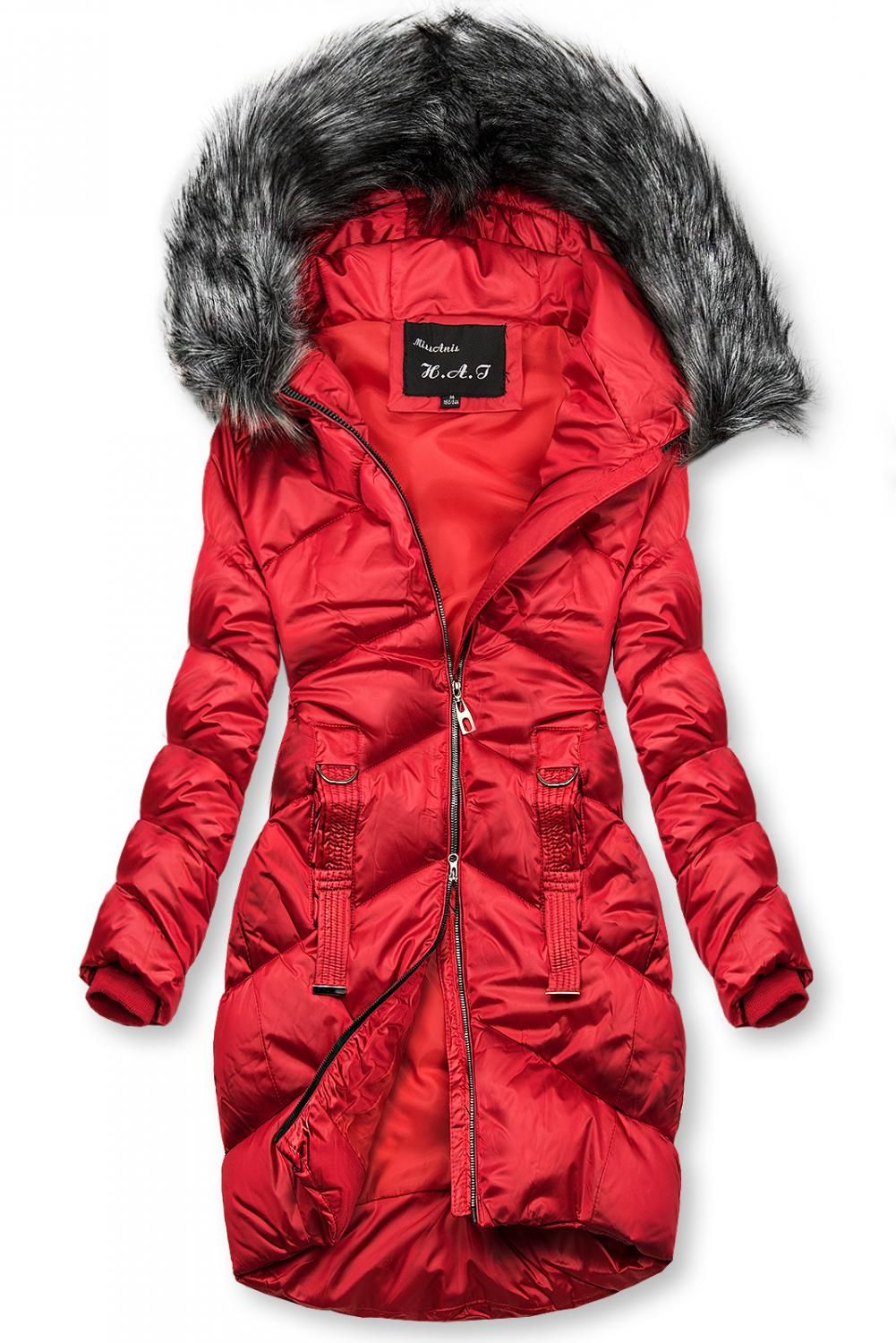 Steppjacke mit Glanz rot
