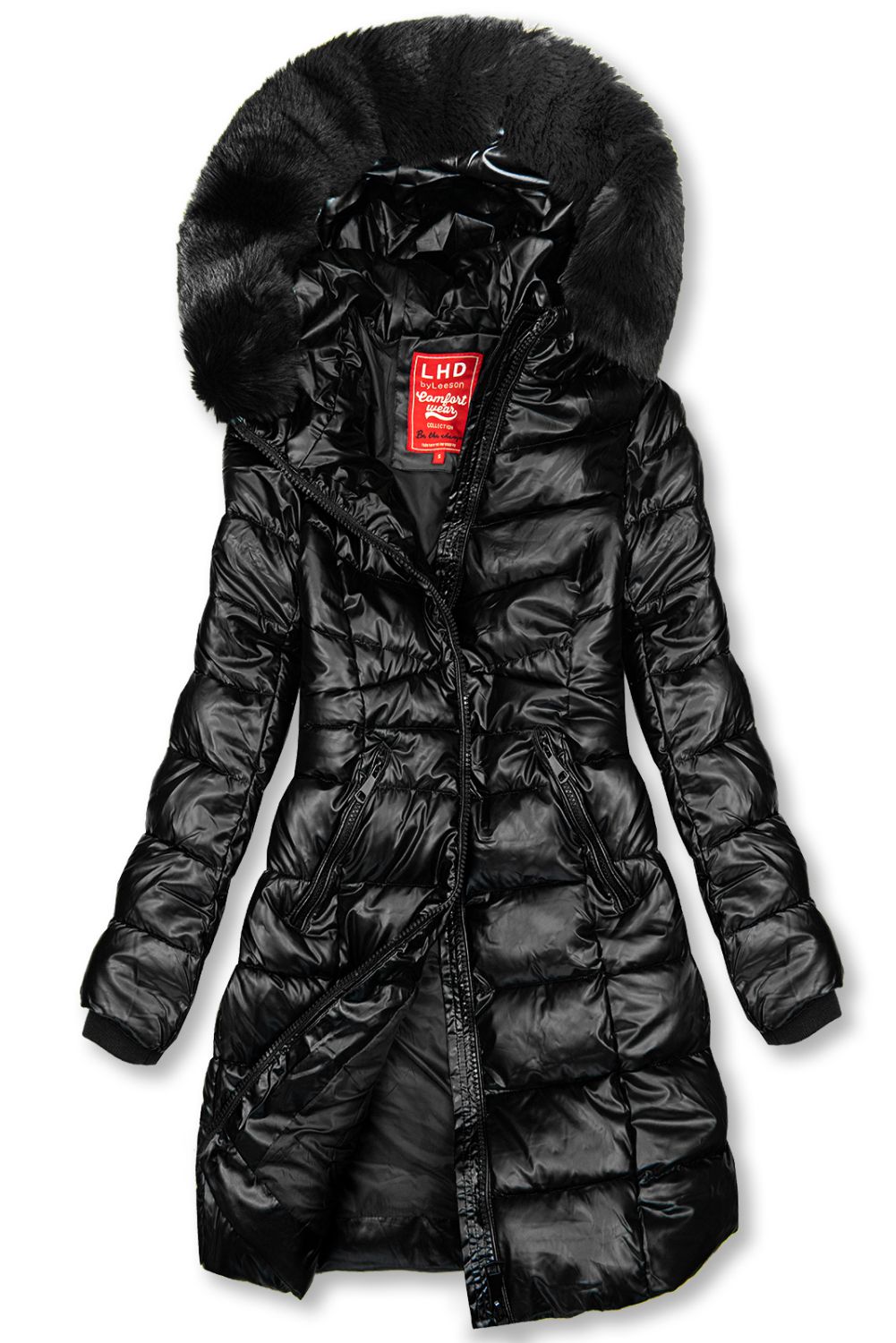 Gesteppte Winterjacke in glänzender Optik Schwarz