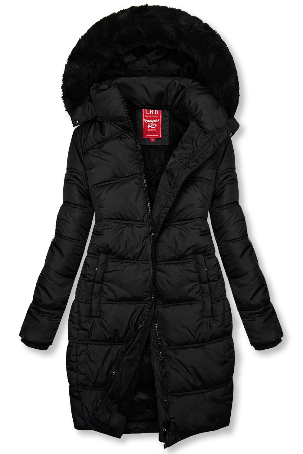 Gefüttert Winterjacke in Schwarz