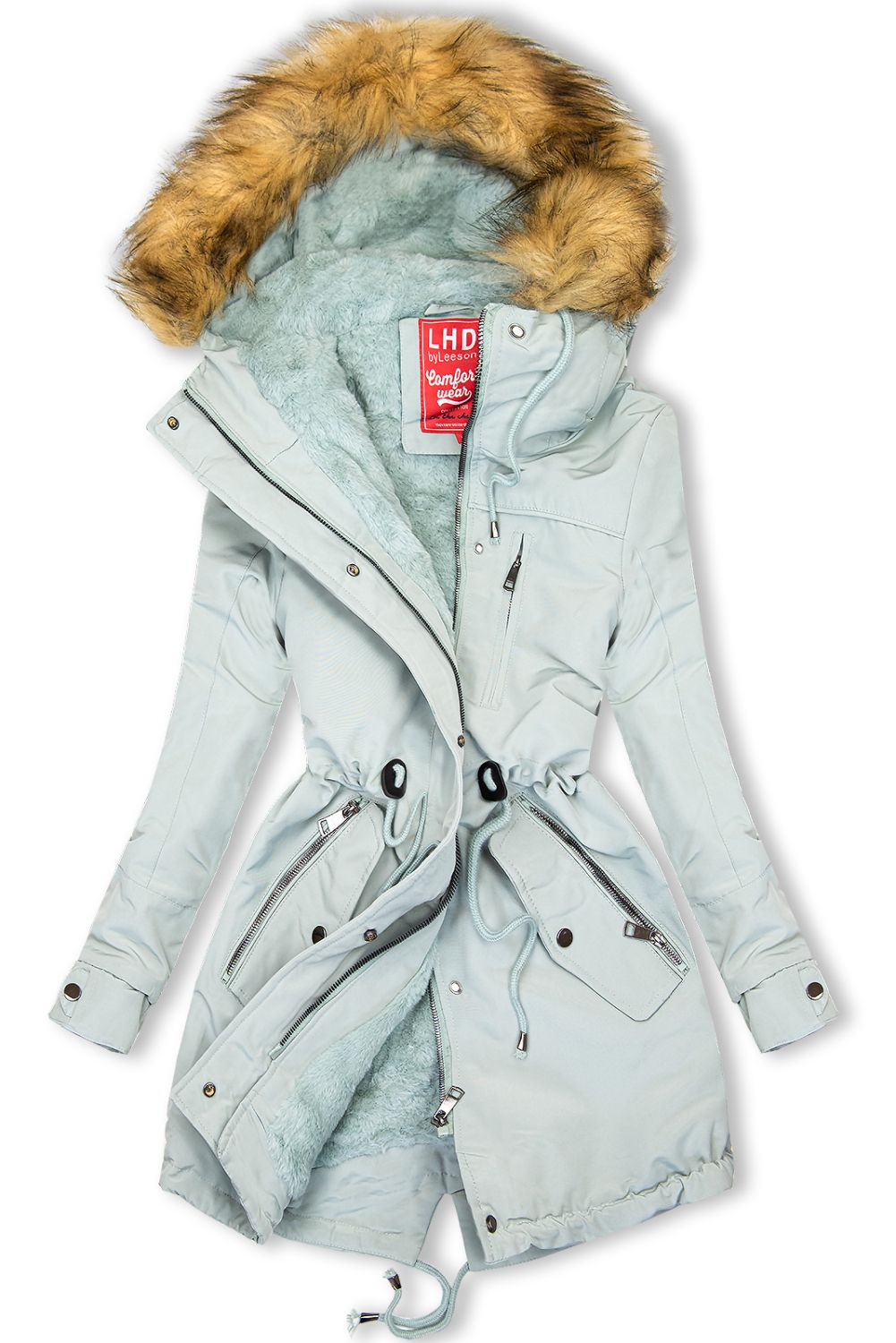 Parka mit Tunnelzug zum Einstellen der Weite jade