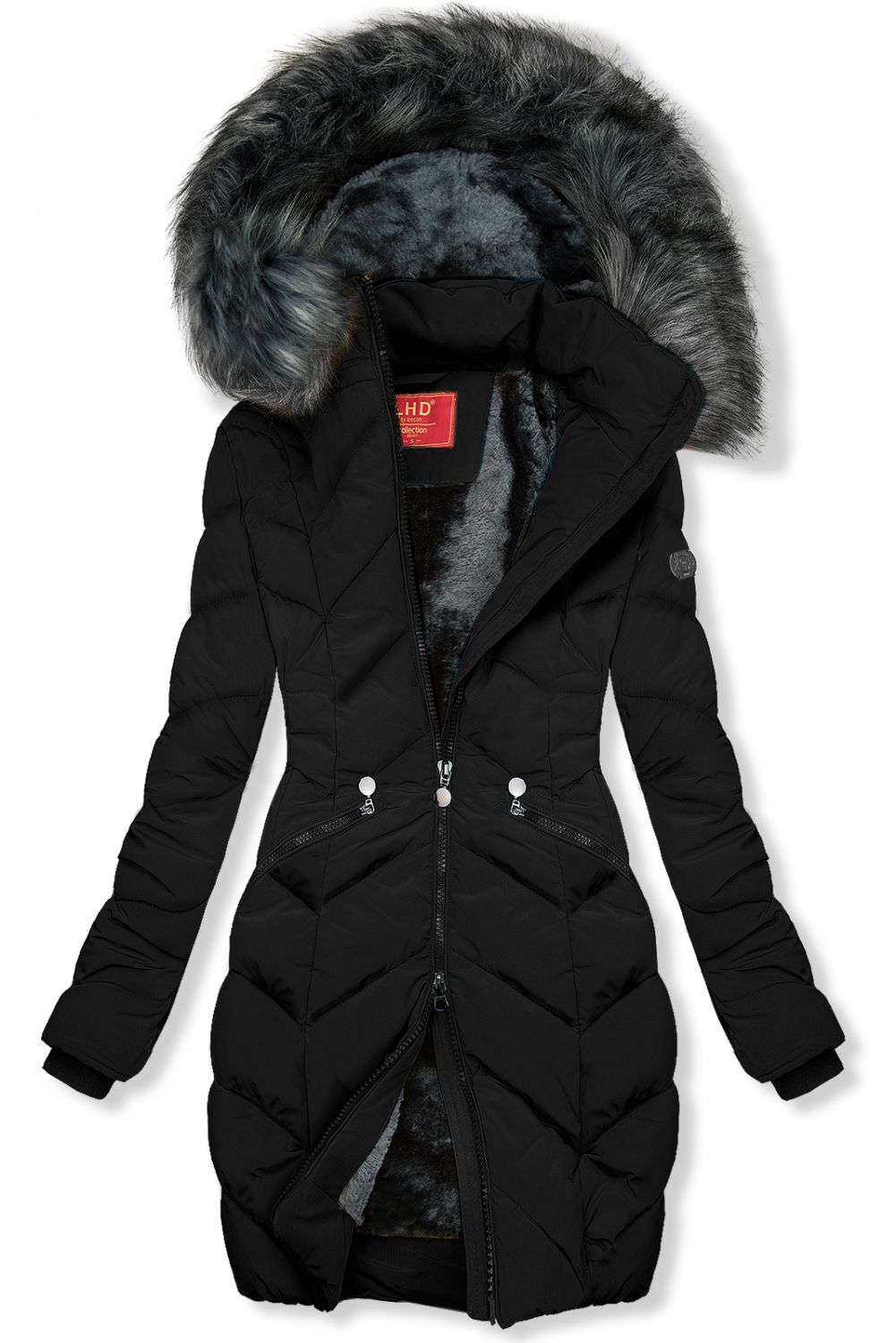 Jacke mit gestepptem Design schwarz
