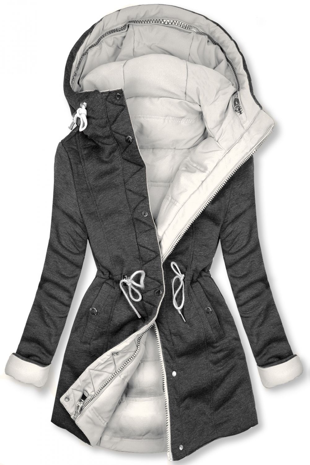 Sportlich, trendige Wendejacke ecru/anthrazit