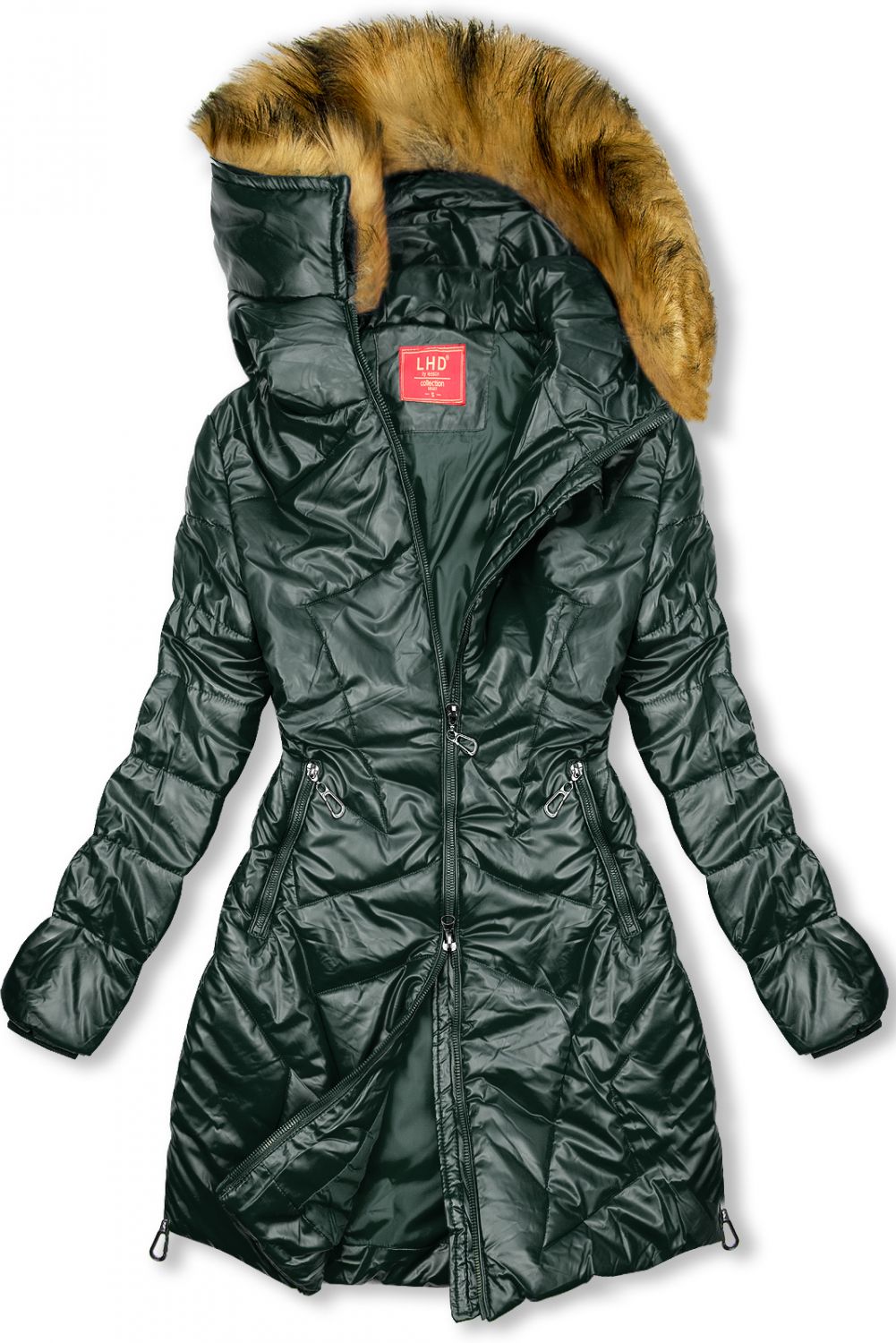 Gesteppte Jacke in glänzender Optik grün