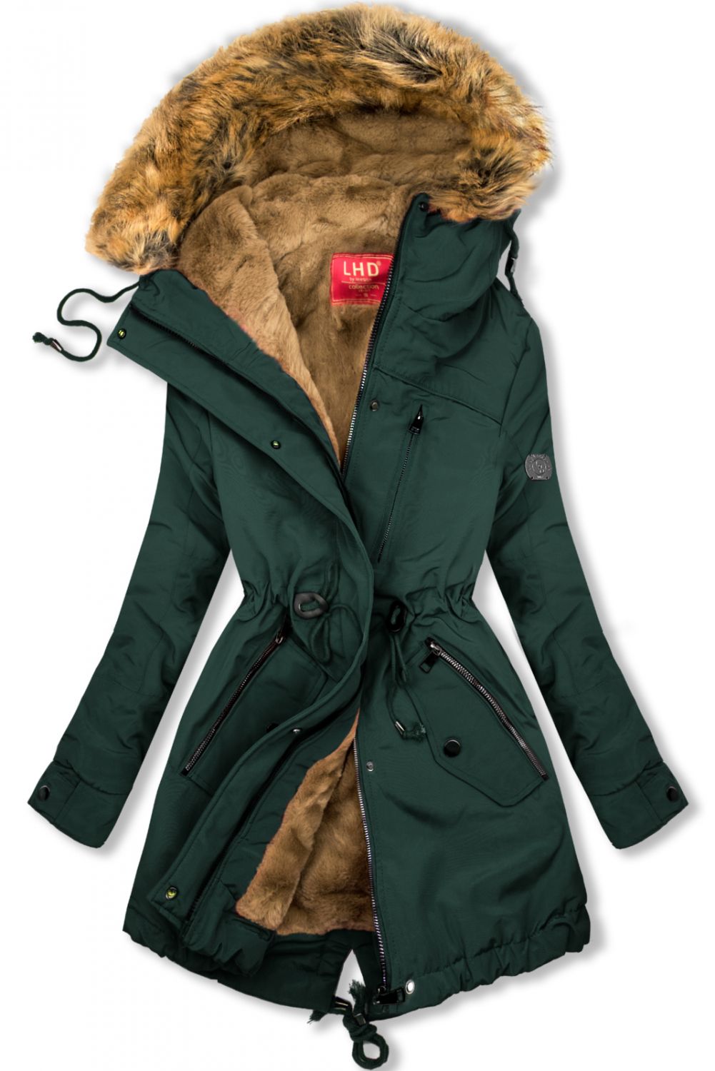 Warm gefütterter Parka mit Kapuze grün