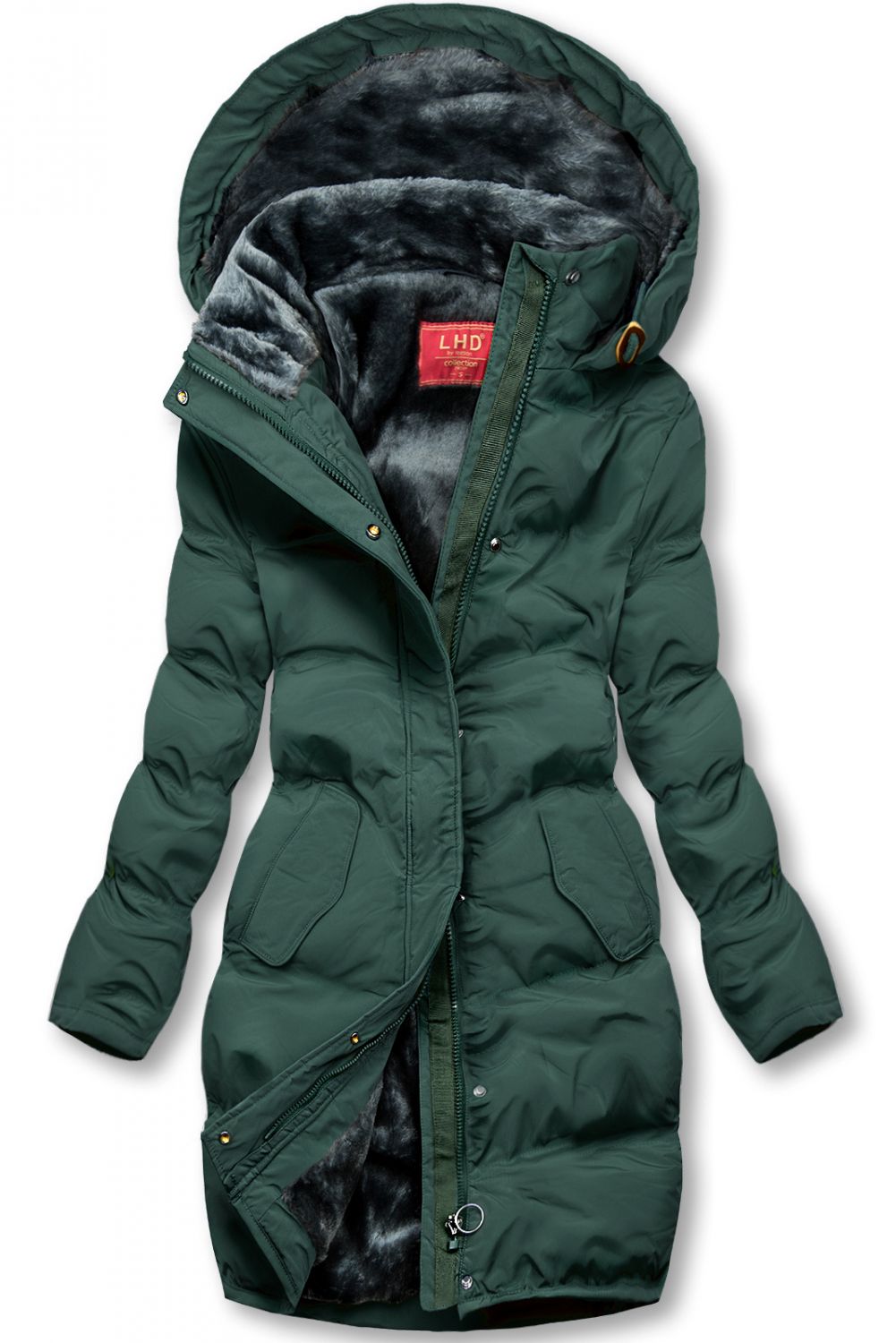 Winterjacke mit kuscheliger Teddy Fleece dunkelgrün