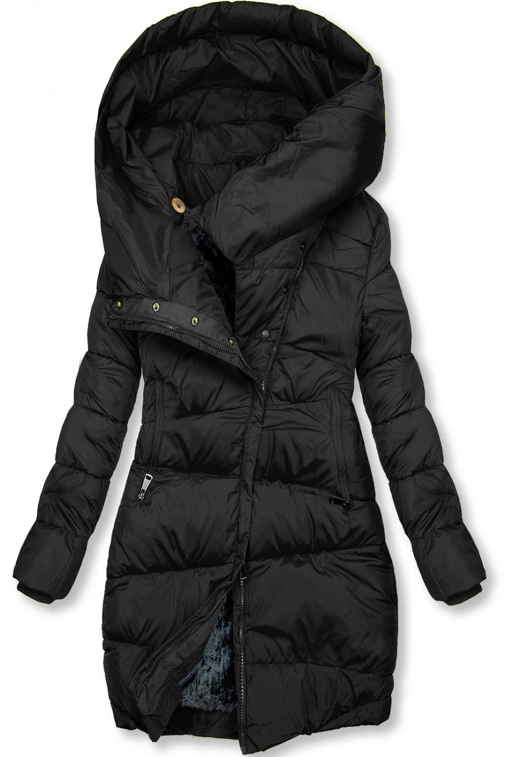 Winterjacke mit hohem Kragen schwarz