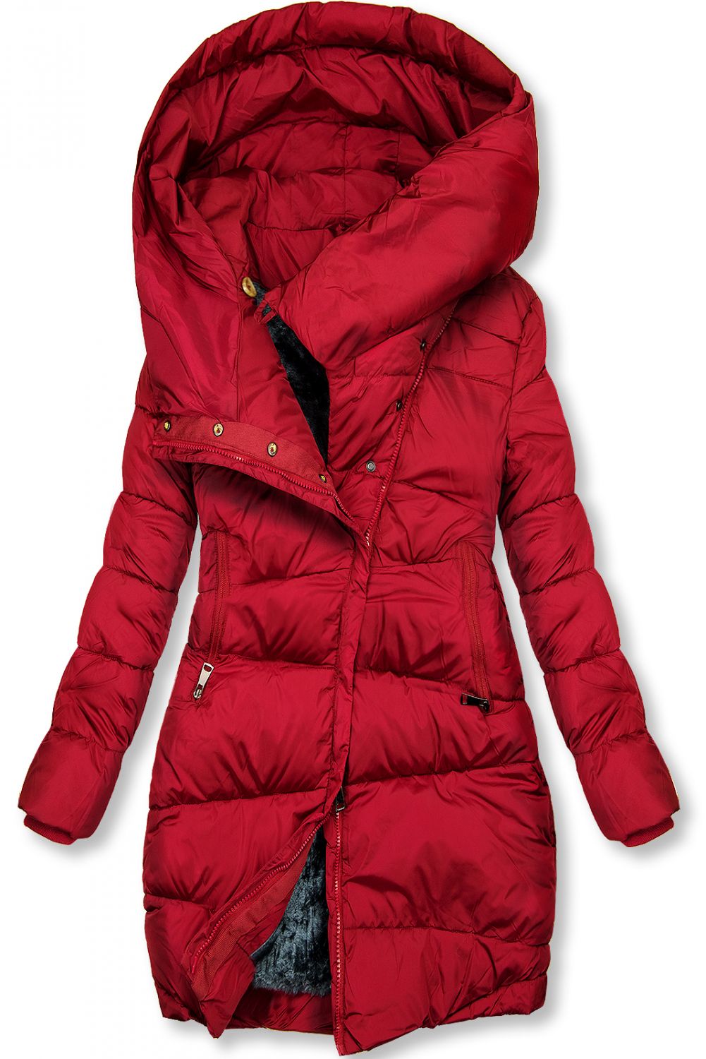 Winterjacke mit hohem Kragen rot