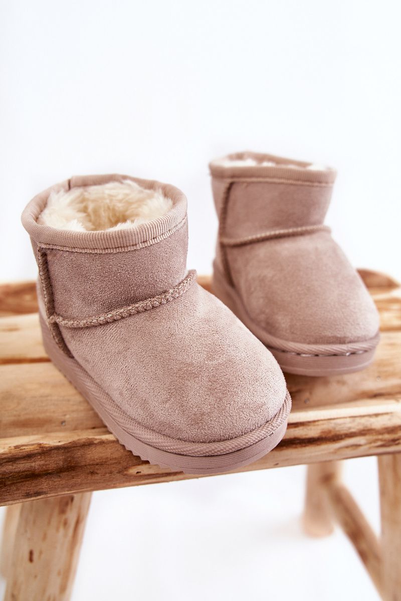 Beige gefütterter Schneestiefel aus Wildlederimitat