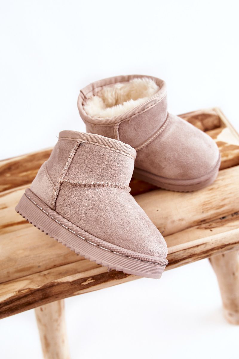 Beige gefütterter Schneestiefel aus Wildlederimitat
