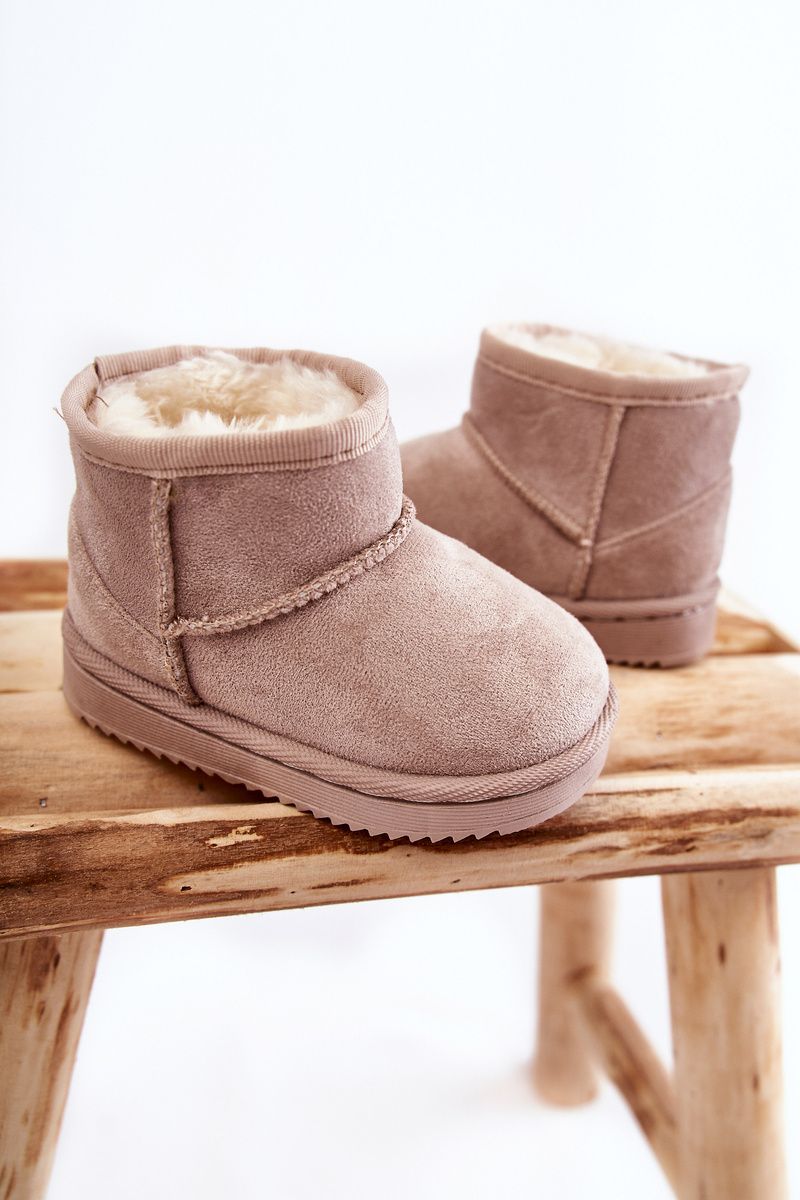 Beige gefütterter Schneestiefel aus Wildlederimitat