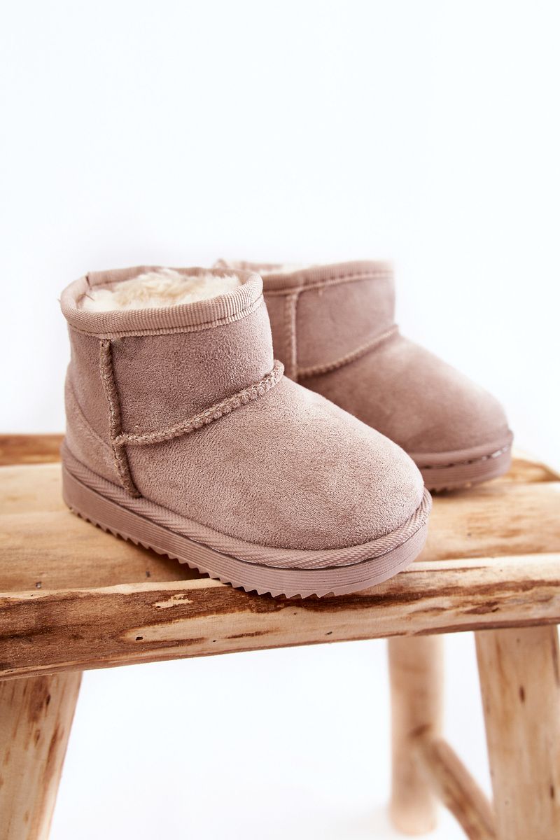 Beige gefütterter Schneestiefel aus Wildlederimitat