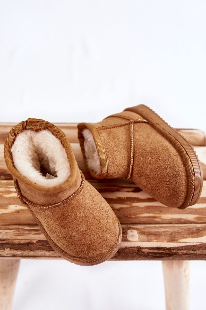 Gefütterte braune Stiefelette mit Fell