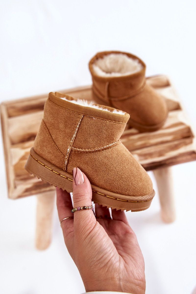 Gefütterte braune Stiefelette mit Fell