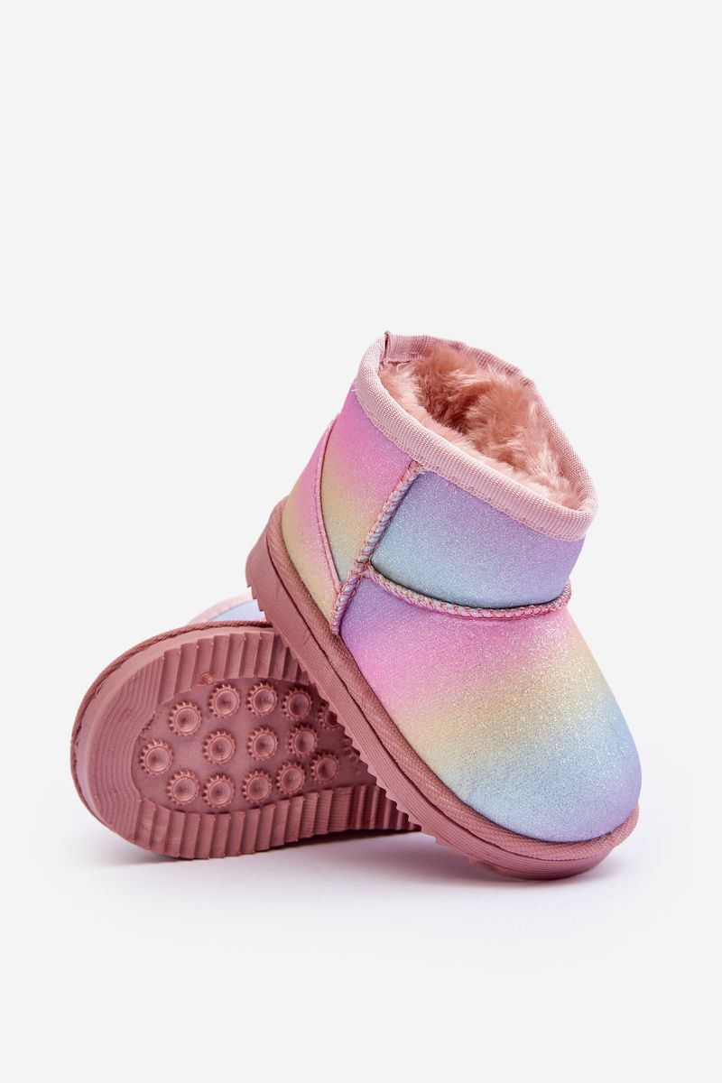 Gefütterte bunte Schneestiefel mit Fell
